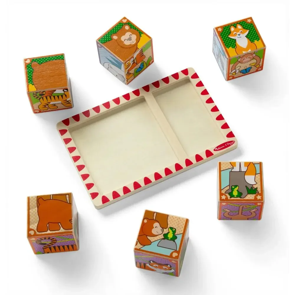 Melissa & Doug 2-in-1 Cube Puzzle Sealed Toddler Toy Wooden Cube Puzzle Animals